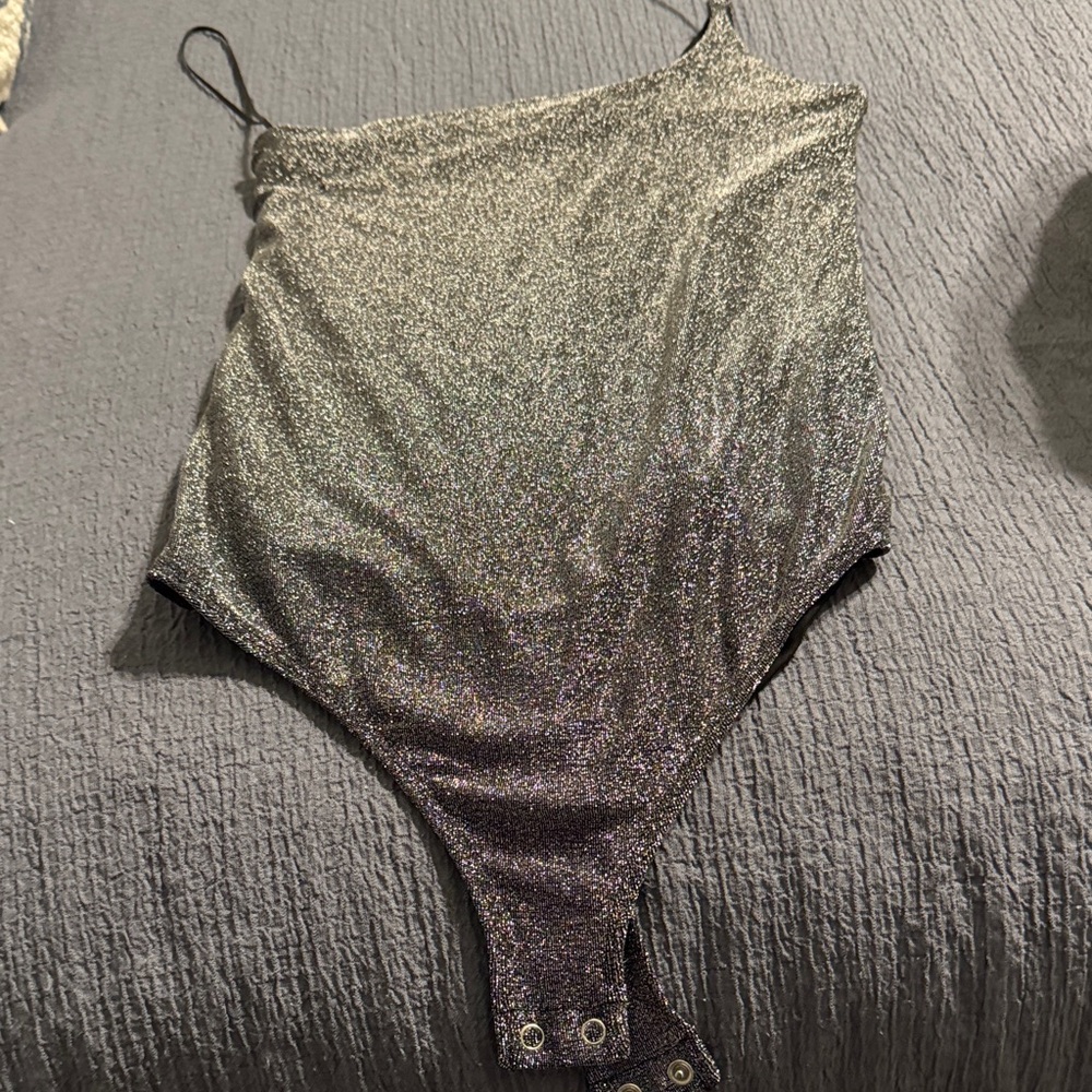 Express Metallic Silver Top